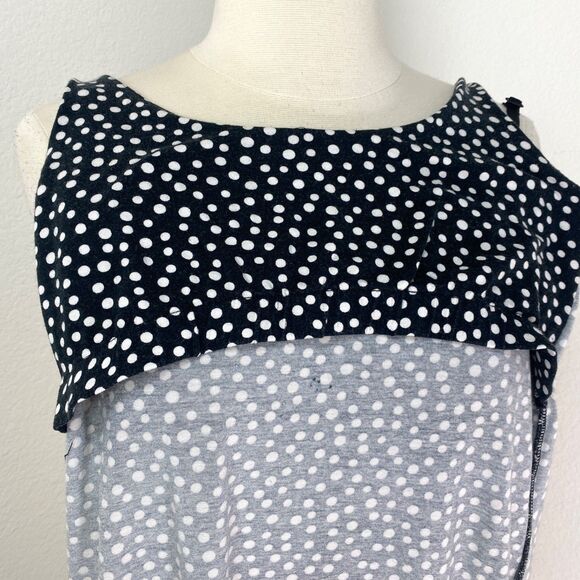 Vintage Y2K Black White Polka Dot Knit Shift Dress Small Boho Peasant Sporty - Picture 9 of 9